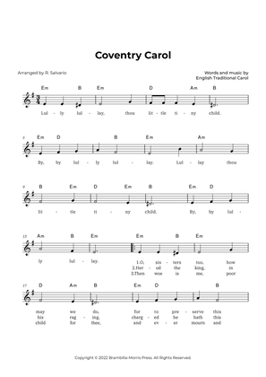 Book cover for Coventry Carol (Key of E Minor)