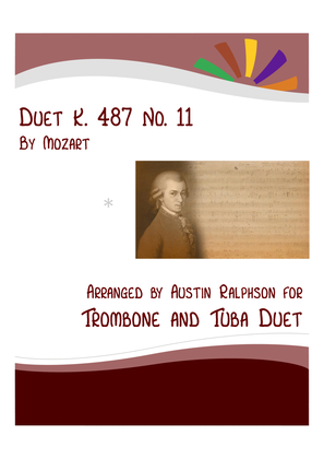 Book cover for Mozart K. 487 No. 11 - trombone and tuba duet / euphonium and tuba duet