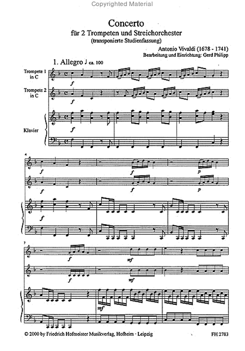 Concerto fur 2 Trompeten, Streicher und B. c. (RV 357)