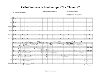 Cello Concerto in A minor "Tamara" Opus 28 - 1st Movement (1 of 3) - Score Only