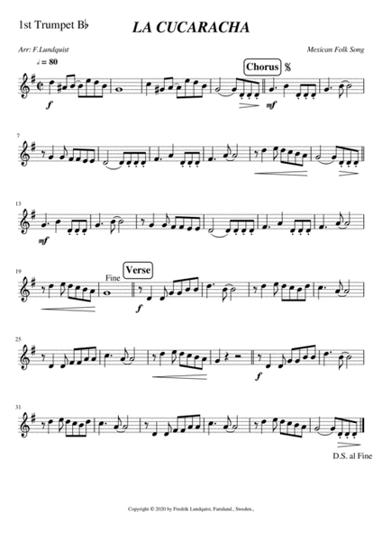 La Cucaracha - Brass Ensemble - Digital Sheet Music