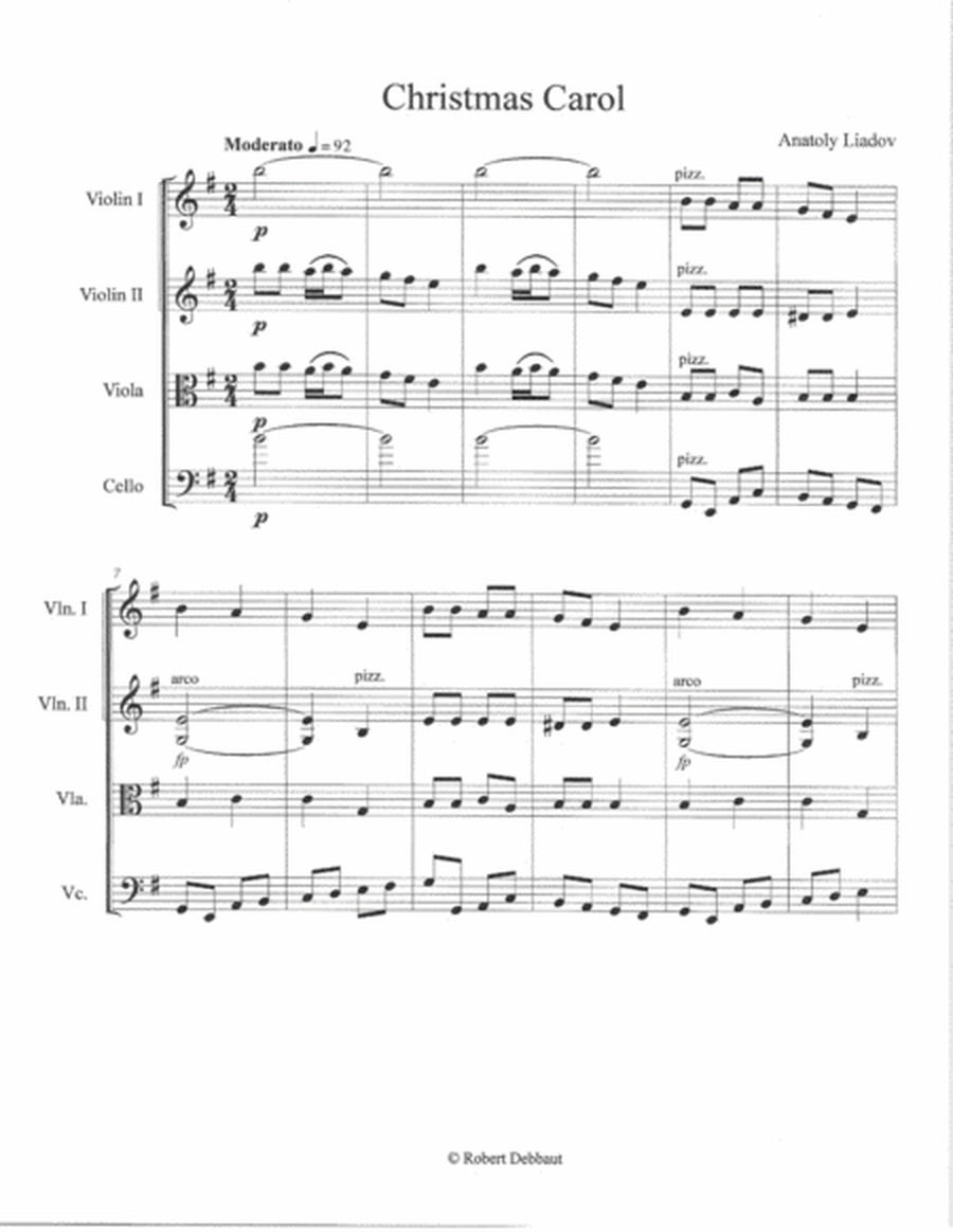 "Christmas Carol" for String Quartet by Anatoly Lyadov