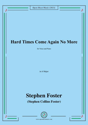 Book cover for S. Foster-Hard Times Come Again No More,in A Major