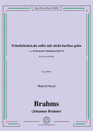Book cover for Brahms-Feinsliebchen,du sollst mir nicht barfuss gehn,WoO 33 No.12,in g minor,for Voice&Pno