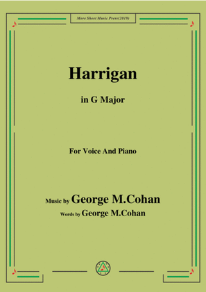 Book cover for George M. Cohan.-Harrigan,in G Major,for Voice and Piano