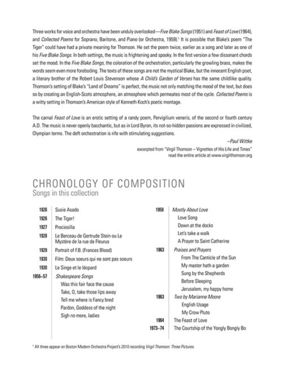 Virgil Thomson - Collected Songs by Virgil Thomson Voice - Sheet Music