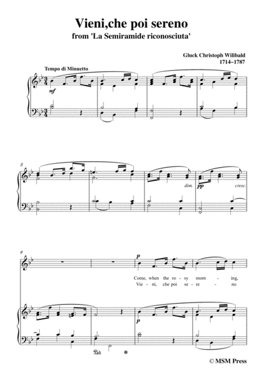 Gluck-Vieni,che poi sereno,from 'La Semiramide riconosciuta',in B flat Major,for Voice and Piano image number null