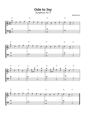 Ode to Joy (Violin and Cello with chord and bow notation)