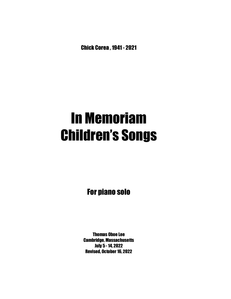 In Memoriam ... Children's Songs (2022)