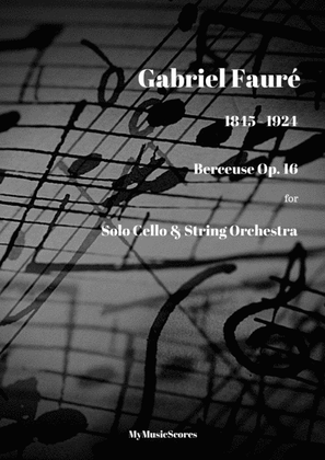 Book cover for Faure Berceuse Op.16 for Cello and String Orchestra