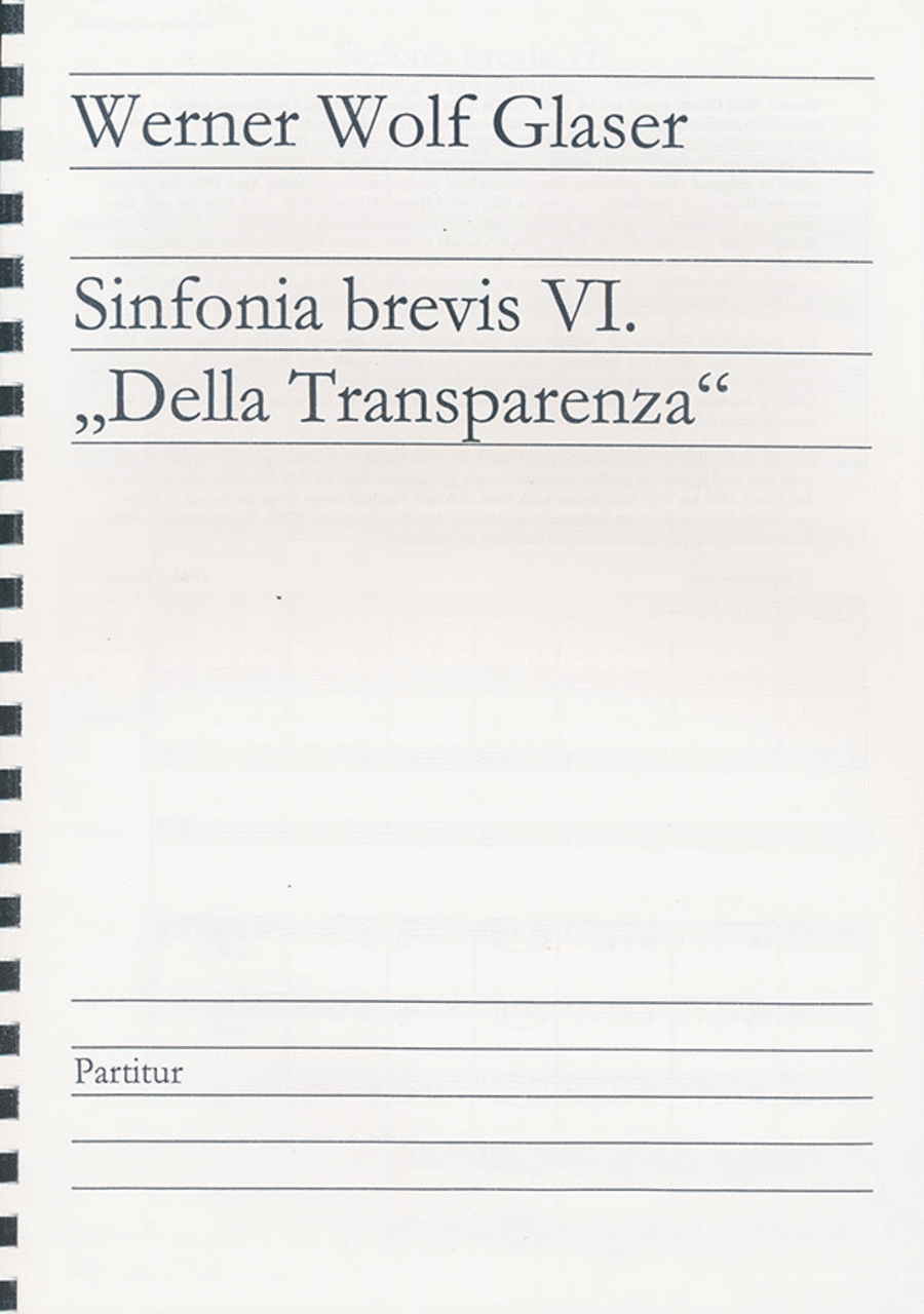 Sinfonia brevis VI für Orchester R 37.19 "Della Transparenza" (1955/57)