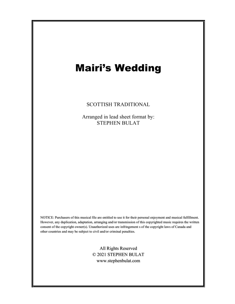 Mairi's Wedding (Scottish Traditional) - Lead sheet (key of Bb)