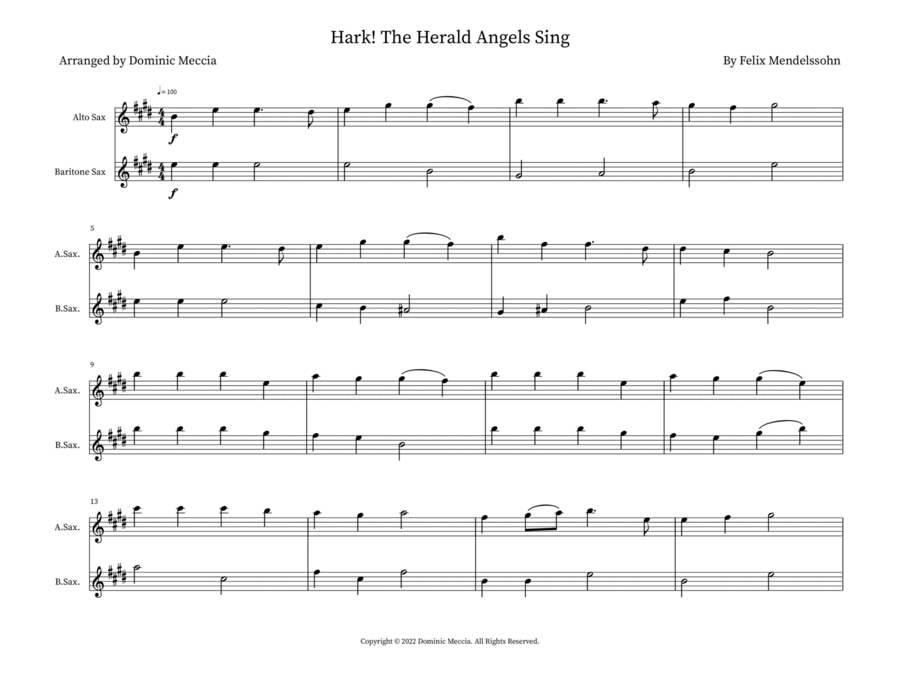 Hark! The Herald Angels Sing Woodwind Duet - Digital Sheet Music