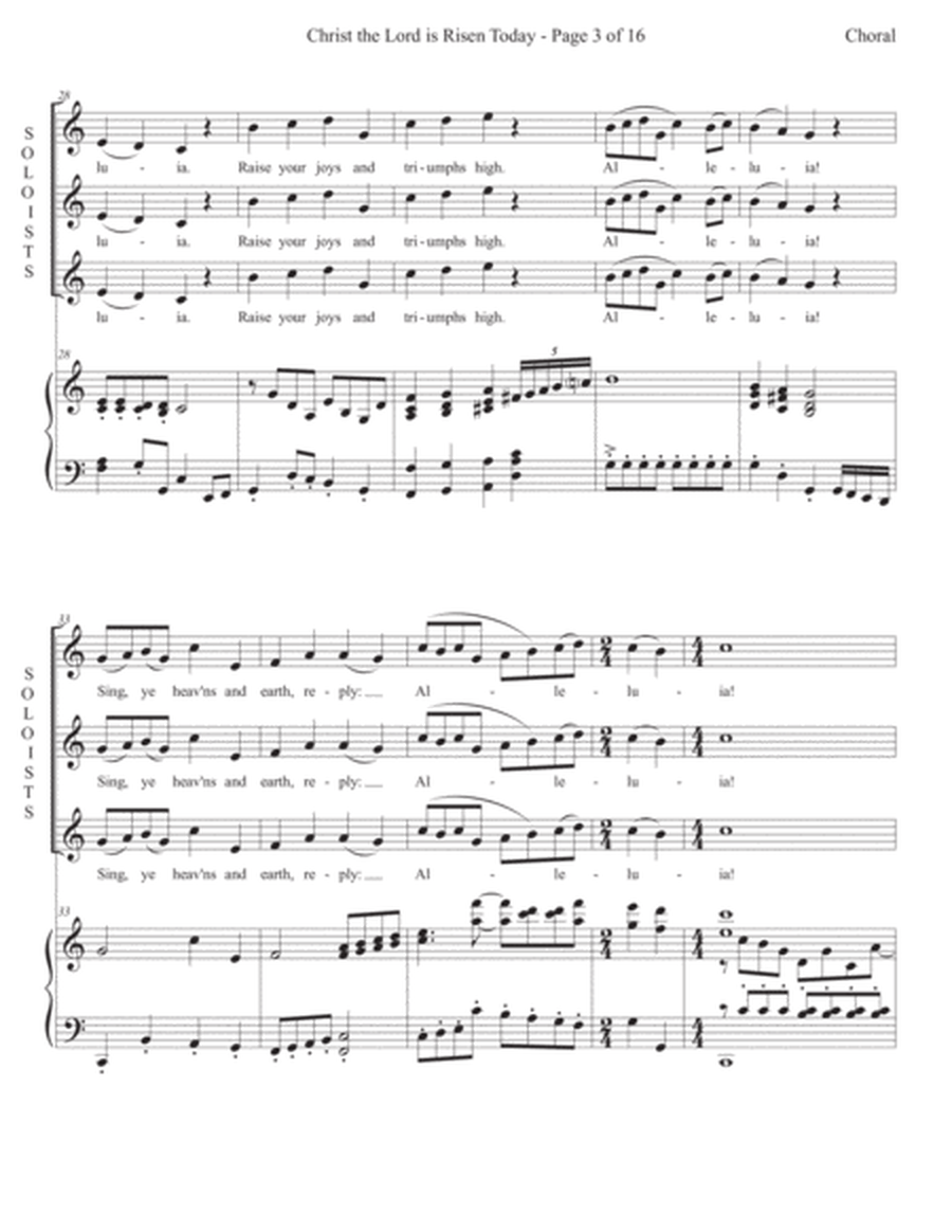 Christ the Lord is Risen Today - 3 Sopranos and SATB choir image number null