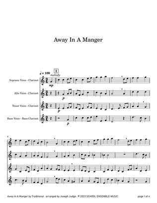 Book cover for Away In A Manger for Clarinet Quartet in Schools