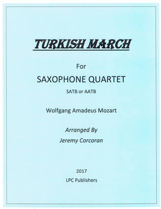 Book cover for Turkish March for Saxophone Quartet (SATB or AATB)