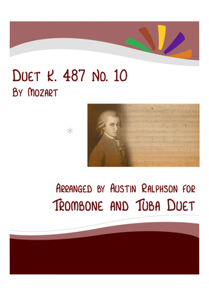 Book cover for Mozart K. 487 No. 10 - trombone and tuba duet / euphonium and tuba duet