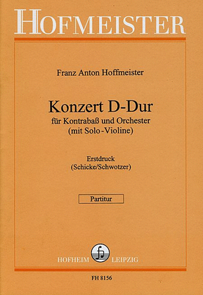Book cover for Konzert (Nr. 1) D-Dur (mit Solo-Violine) fur Kontrabass und Orchester / Partitur