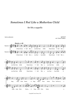 Sometimes I Feel Like a Motherless Child, for vocal duet or 2 - part choir a cappella F minor