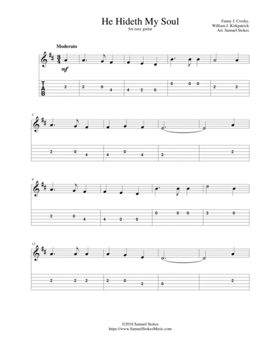 He Hideth My Soul (A Wonderful Savior is Jesus My Lord) - for easy guitar with TAB image number null