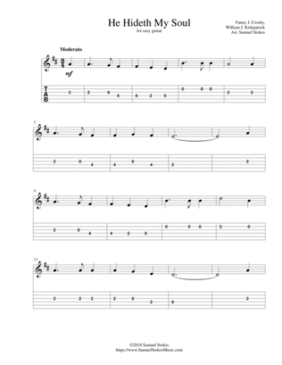 He Hideth My Soul (A Wonderful Savior is Jesus My Lord) - for easy guitar with TAB