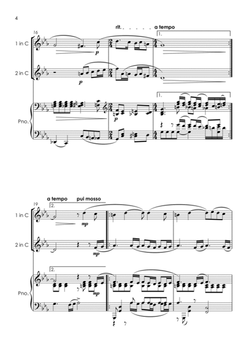 Vocalise (Rachmaninoff) - clarinet duet and piano with FREE BACKING TRACK image number null