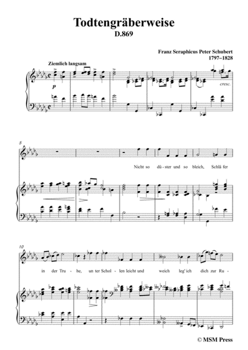 Schubert-Todtengräberweise(Gravedigger's Song),D.869,in b flat minor,for Voice&Piano image number null