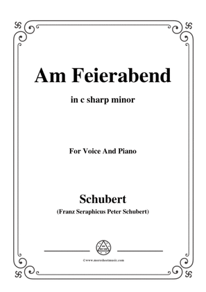 Book cover for Schubert-Am Feierabend,from 'Die Schöne Müllerin',Op.25 No.5,in c sharp minor,for Voice&Piano