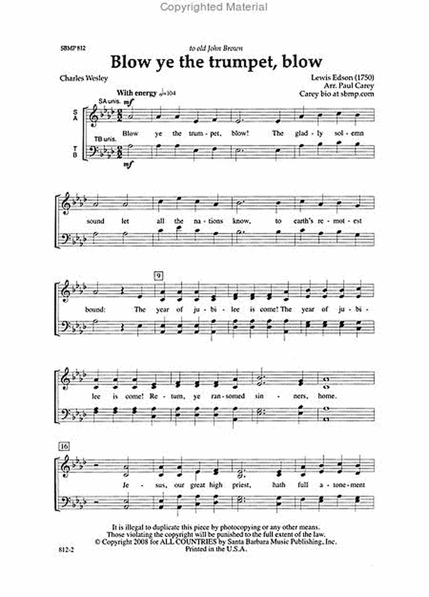 Blow ye the trumpet, blow - SATB Octavo image number null