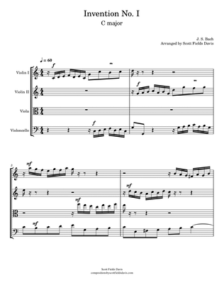 Book cover for Bach Invention No. 1 for String quartet