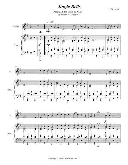jingle bells-violin Sheet music for Violin (Solo)
