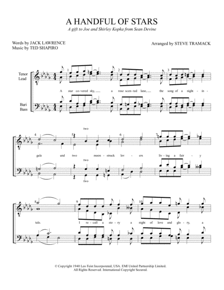 A Handful Of Stars by Jack Lawrence - TTBB - Digital Sheet Music