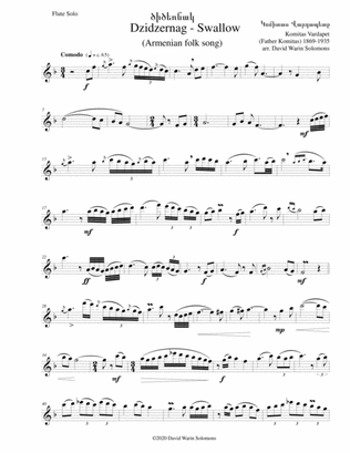 Dzidzernag (Swallow) for flute solo (new version)