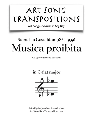 Book cover for GASTALDON: Musica proibita, Op. 5 (transposed to G-flat major)