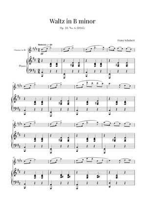Book cover for Waltz in B minor Op 18, No. 6 (D145) (for Clarinet and Piano)
