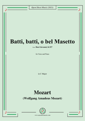 Book cover for Mozart-Batti,batti,o bel Masetto,in C Major,from 'Don Giovanni,K.527',for Voice and Piano