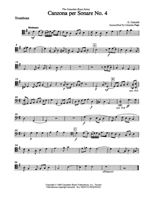 Book cover for Canzona Per Sonare No. 4 - Trombone (B.C.)