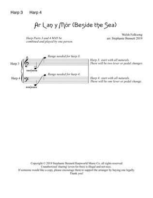 Book cover for Ar Lan y Môr (Beside the Sea) HARP 3-4 for ensemble