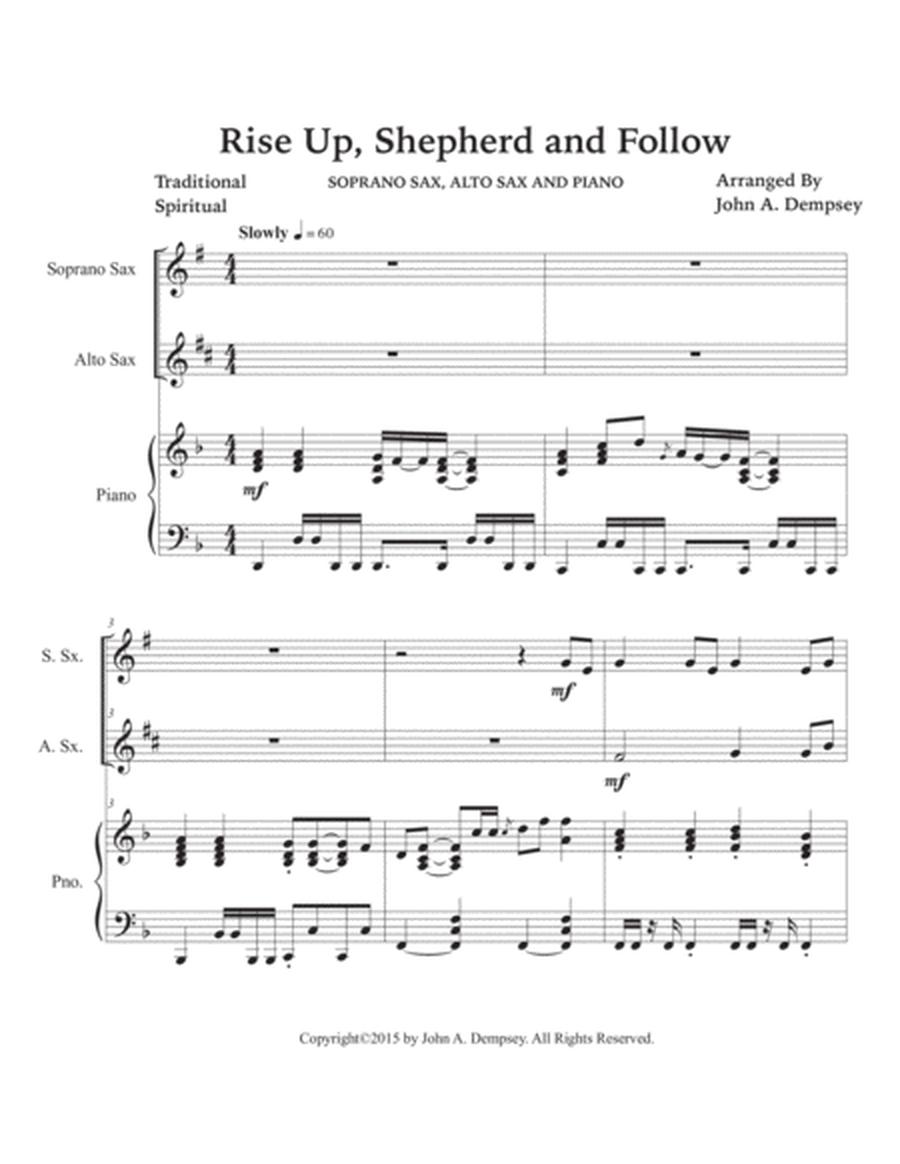 Rise Up, Shepherd and Follow (Trio for Soprano Sax, Alto Sax and Piano) image number null