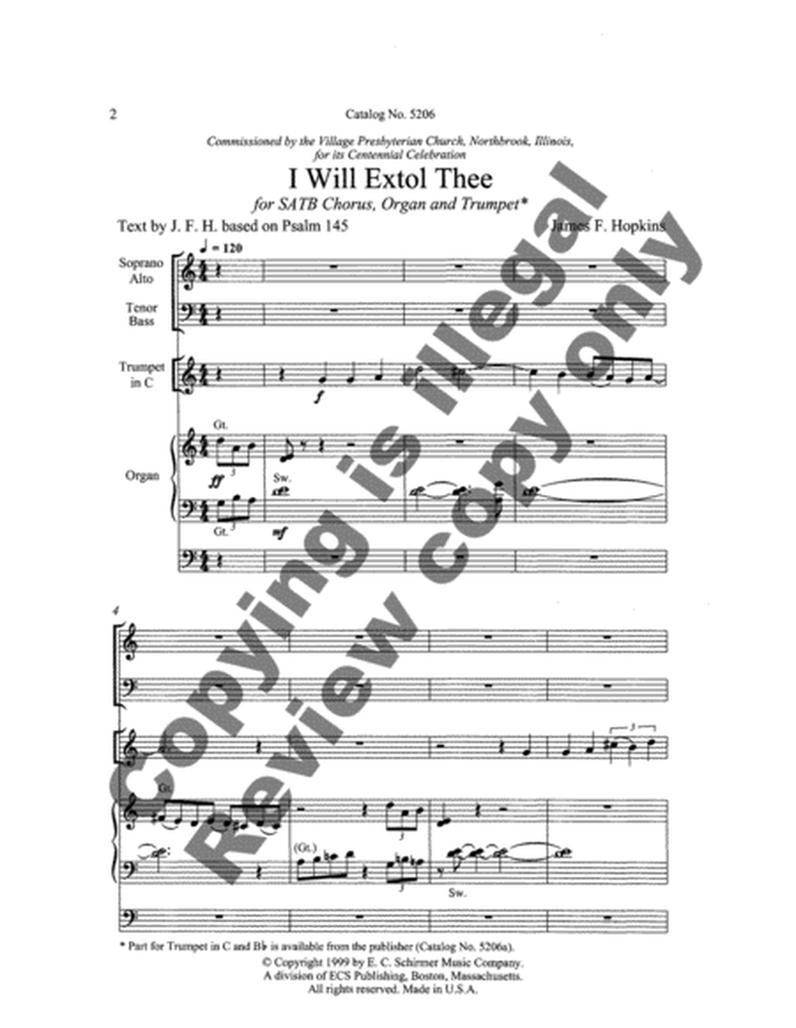 I Will Extol Thee (Choral Score)