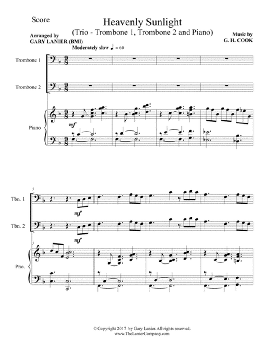 HEAVENLY SUNLIGHT (Trio - Trombone 1 & 2 and Piano with Score/Parts) image number null