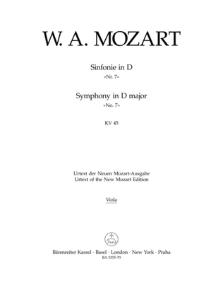 Book cover for Symphony, No. 7 D major, KV 45