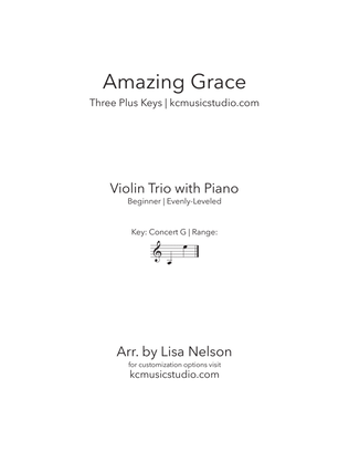 Amazing Grace - Violin Trio with Piano Accompaniment