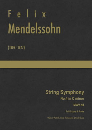 Book cover for Mendelssohn - String Symphony No.4 in C minor, MWV N 4