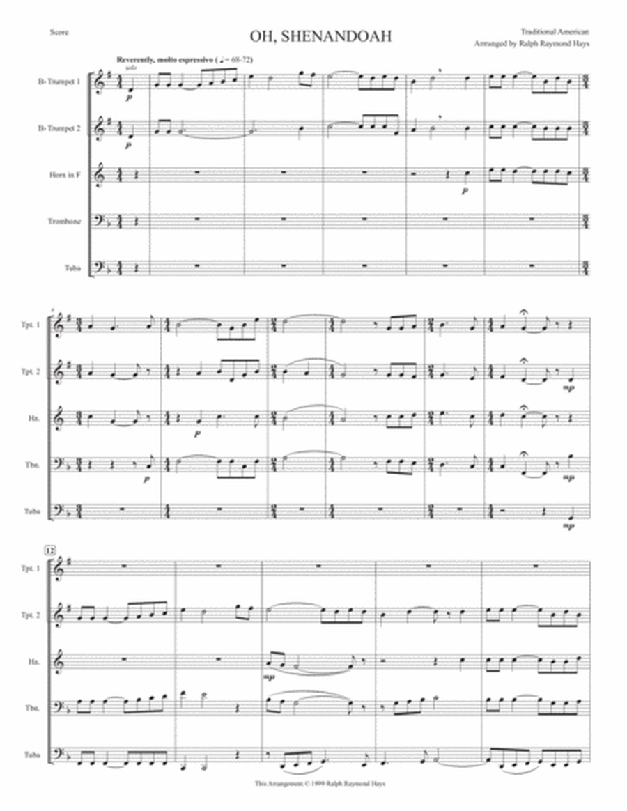 Shenandoah (for brass quintet) image number null