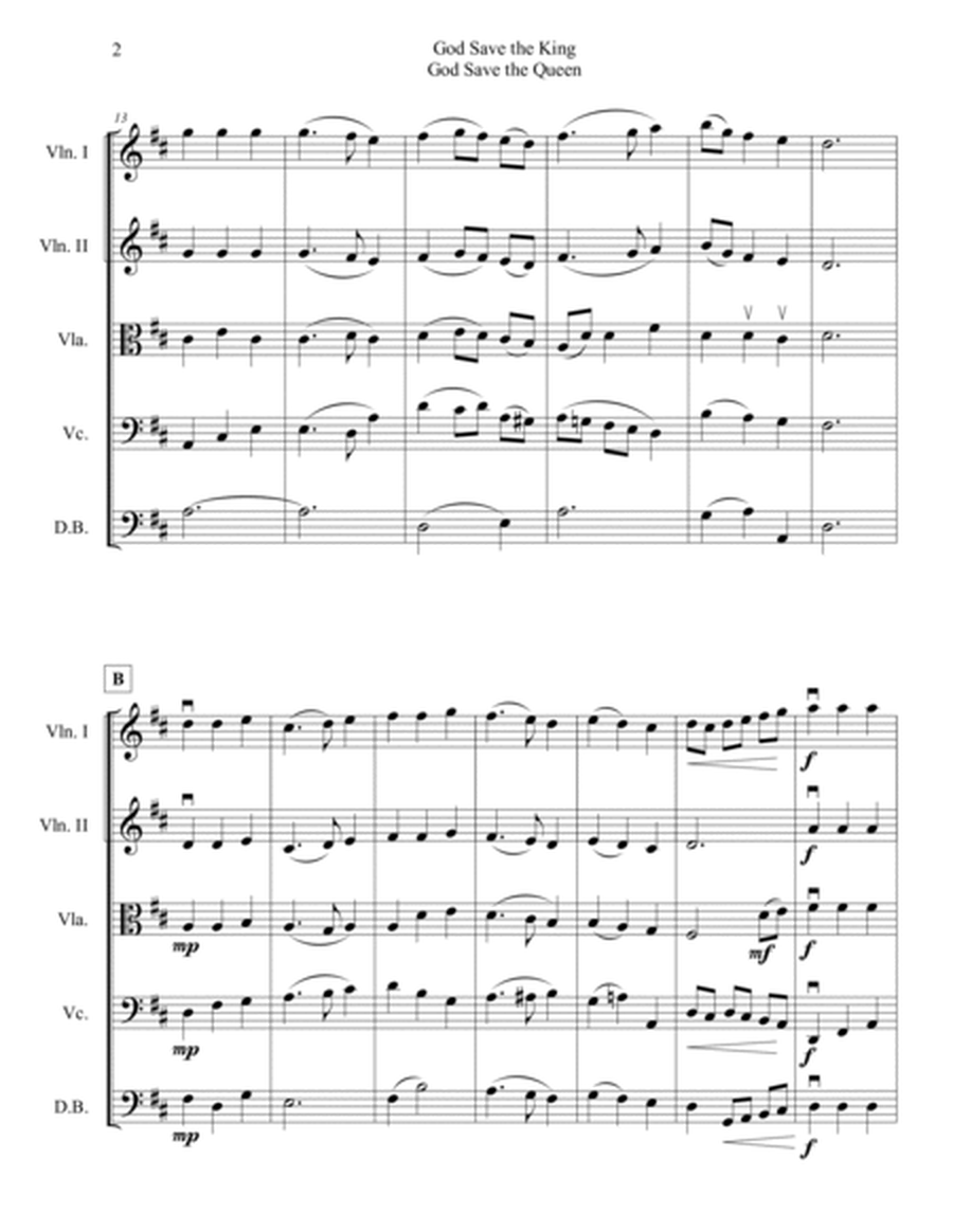 God Save the King: UK National Anthem. String Orchestra. Easy. Score & parts. image number null