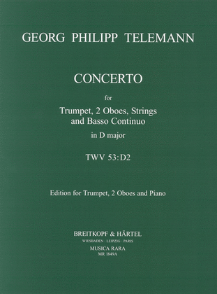 Book cover for Concerto in D major TWV 53:D2