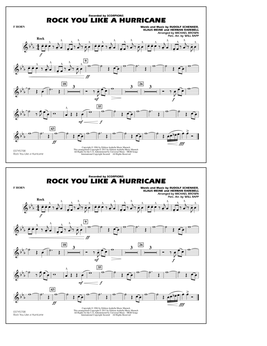 Rock You Like a Hurricane - F Horn