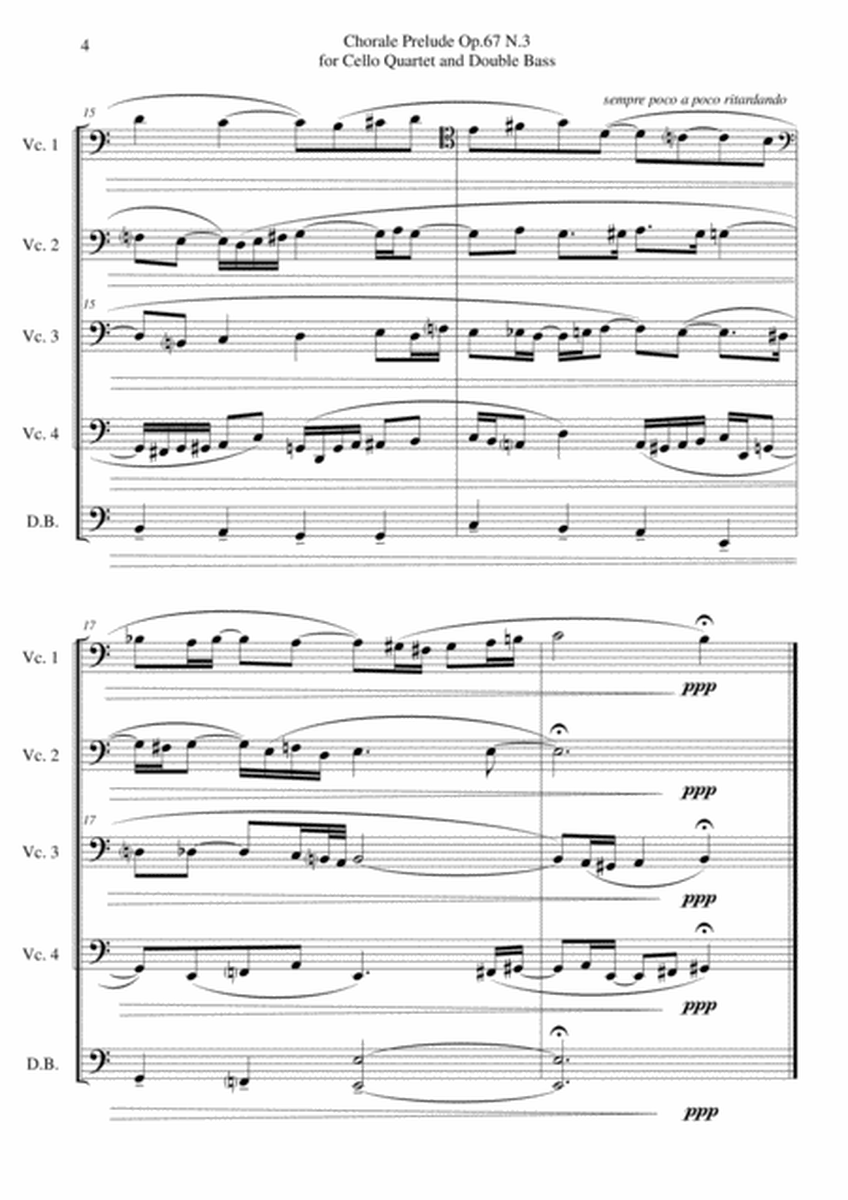 Chorale Prelude Op.67 N.3 for Cello Quartet and Double Bass image number null