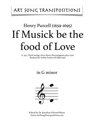 Book cover for PURCELL: If Musick be the food of Love, Z. 379 (third setting, transposed to G minor)